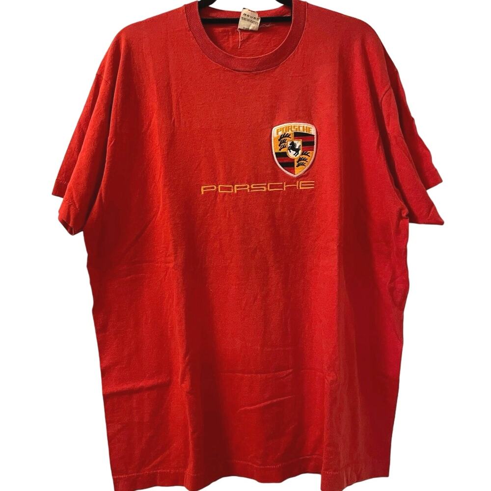 Vintage 90s Porsche with Patch Embroidered Single Stitch Shirt Adult Large